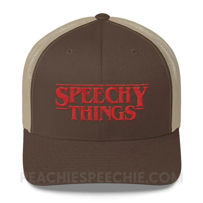 Speechy Things Trucker Hat - Brown/ Khaki - Hats peachiespeechie.com