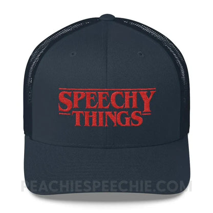Speechy Things Trucker Hat - Navy - Hats peachiespeechie.com
