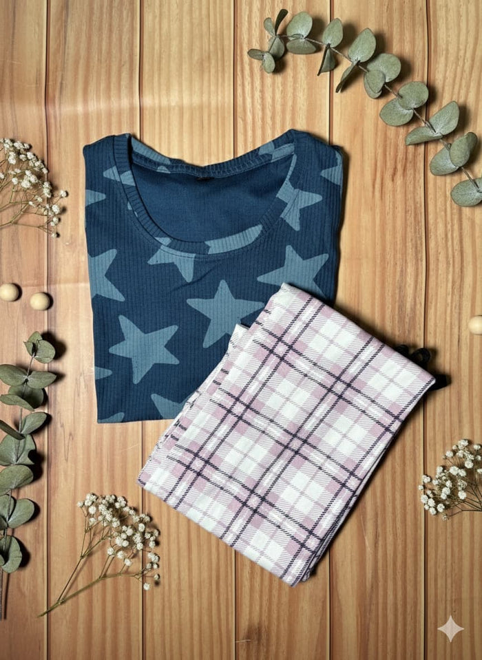 Irah Vastra women’s T-shirt and pant set — folded flatlay view