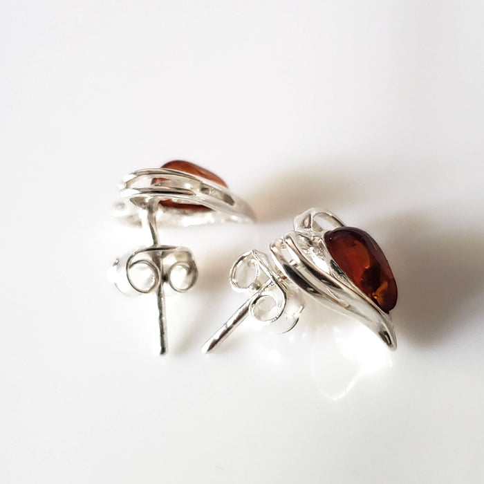 silver heart post earrings