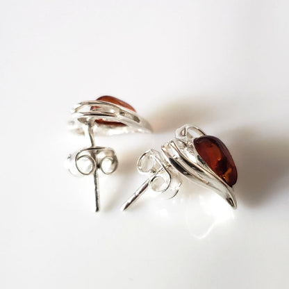 silver heart post earrings