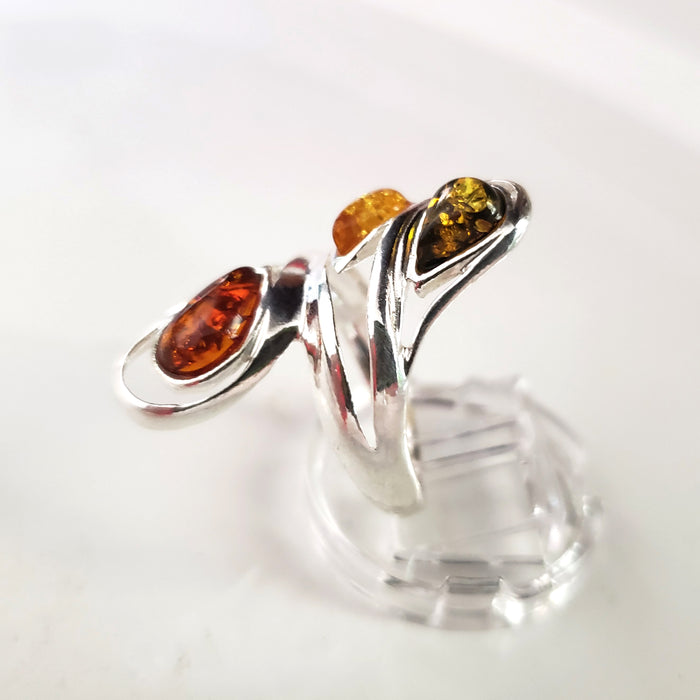 sterling silver amber handcrafted ring