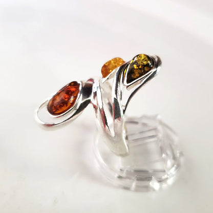 sterling silver amber handcrafted ring