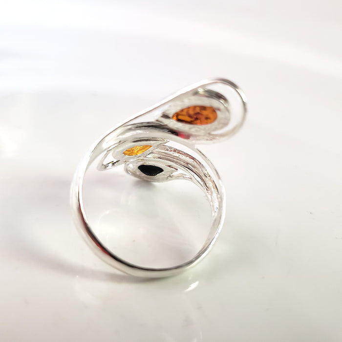 silver amber ring