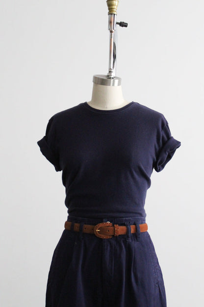 stitched leather belt