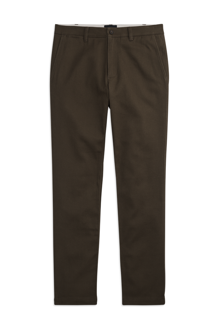 Front view of Stretch Twill Chino Slim Fit in Black Olive