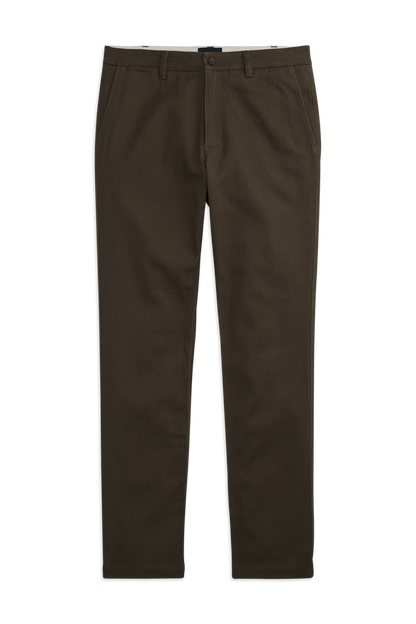 Front view of Stretch Twill Chino Slim Fit in Black Olive