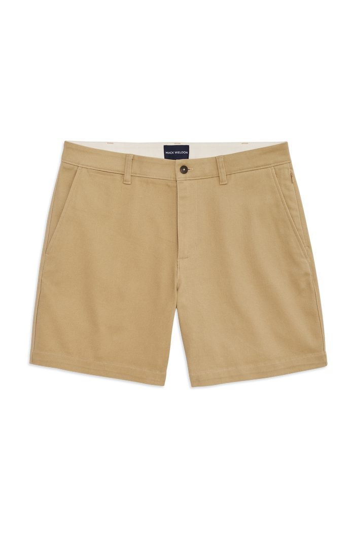 Front view of Stretch Twill Chino Short 7" in Sisal