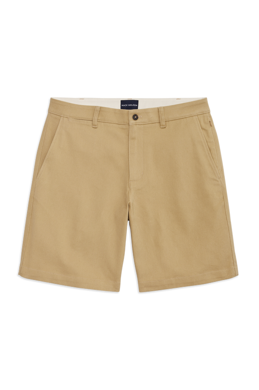 Front view of Stretch Twill Chino Short 9" in Sisal