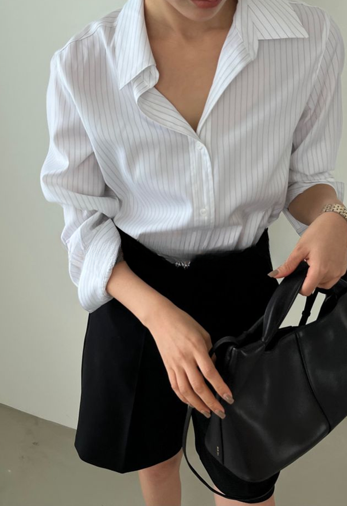 stripe button-up shirt