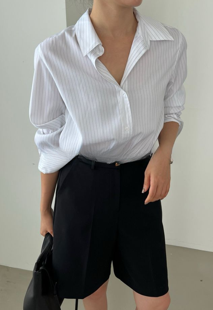 stripe button-up shirt