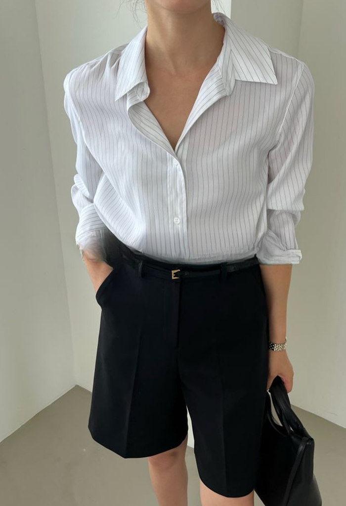 stripe button-up shirt