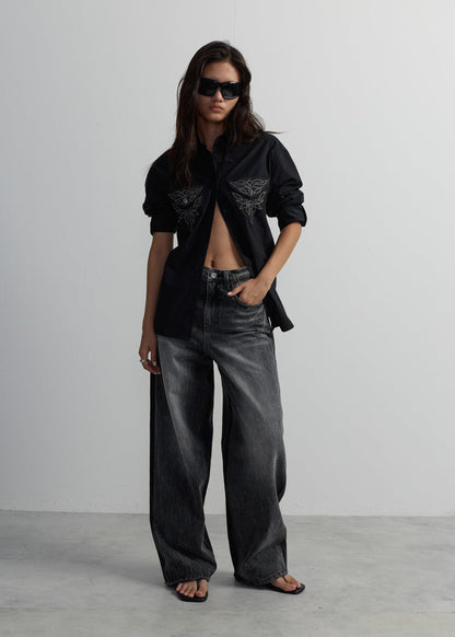 STUDDED WESTERN OVERSIZED SHIRT
