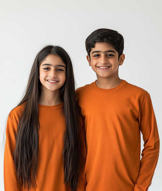 Stylish Plain Round Neck Top Boys (Orange ) - Hinz Clothing
