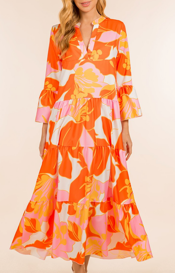 SundayUp Multi Print L/S V-Neck Dress