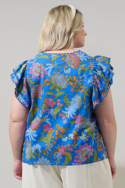 Sunlit Floral Ema Ruffle Top Curve