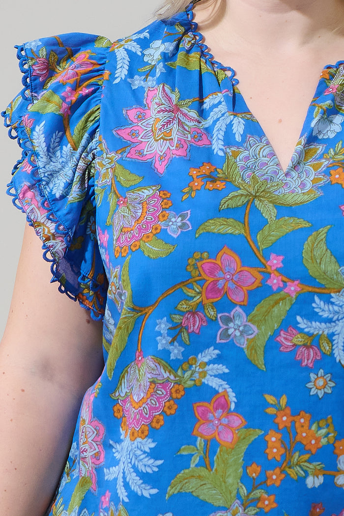 Sunlit Floral Ema Ruffle Top Curve