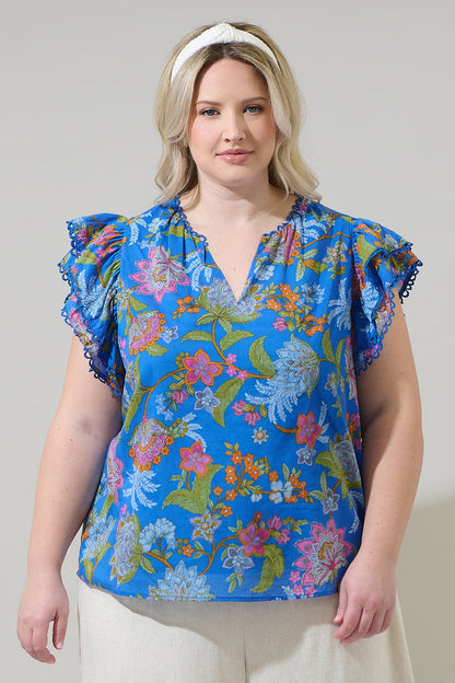 Sunlit Floral Ema Ruffle Top Curve