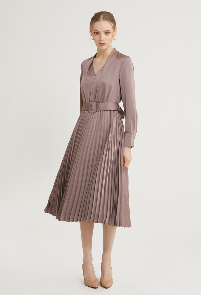 Sway Satin Pleated Midi Dress