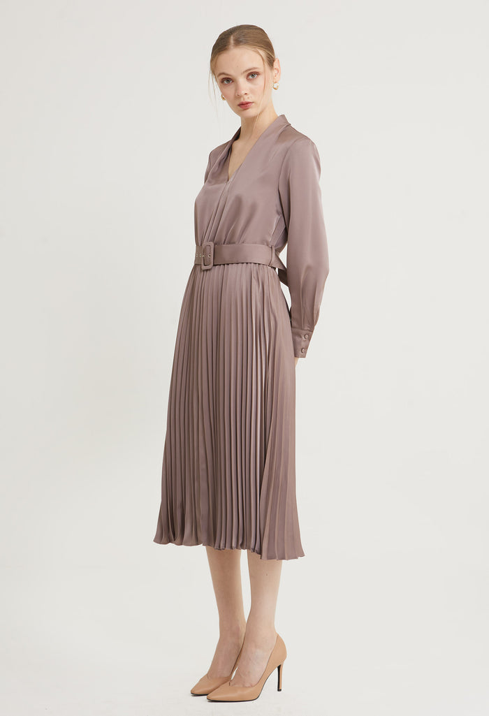 Sway Satin Pleated Midi Dress