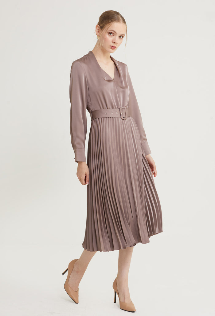 Sway Satin Pleated Midi Dress