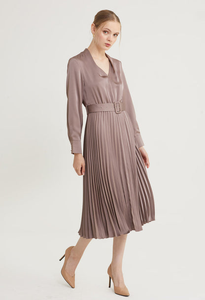 Sway Satin Pleated Midi Dress