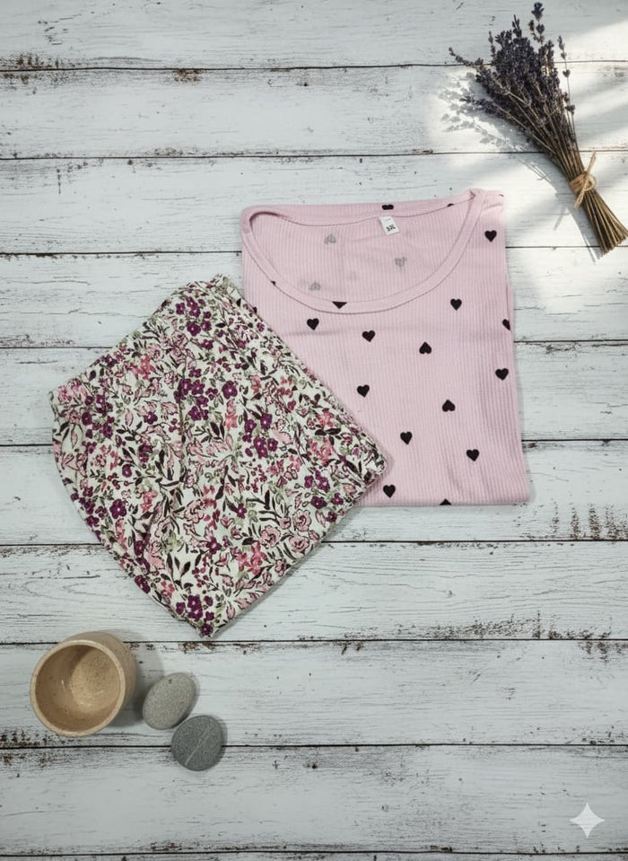 Irah Vastra women’s T-shirt and pant set — folded flatlay view