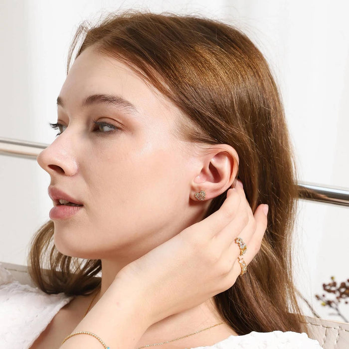 Tai Heart CZ Baguette Studs