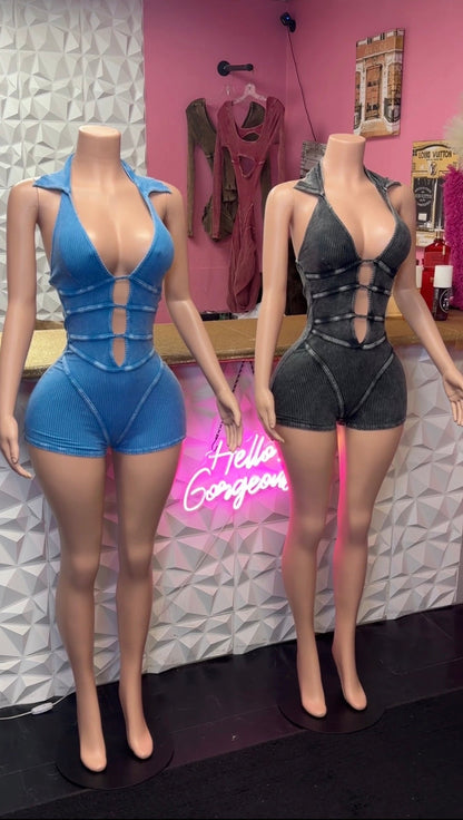 Take A Look Romper ( Black)