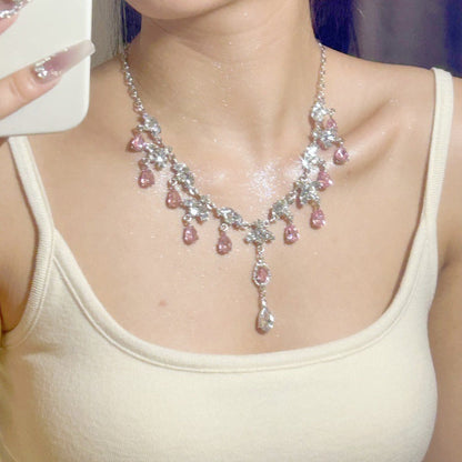 Teardrop Gemstone Diamond Necklace - Fashionnsio