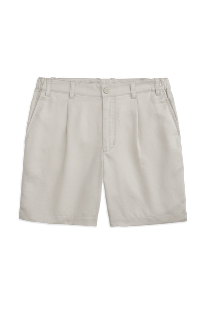 Front view of Tech Linen Pleated Short in Natural Linen