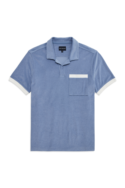 Front view of Terry Cloth Johnny Collar Polo in Desert Spring
