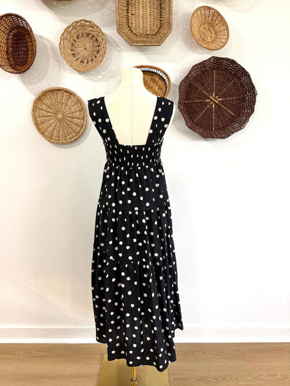 The CoCo Polka Dot Maxi Dress in Black & White