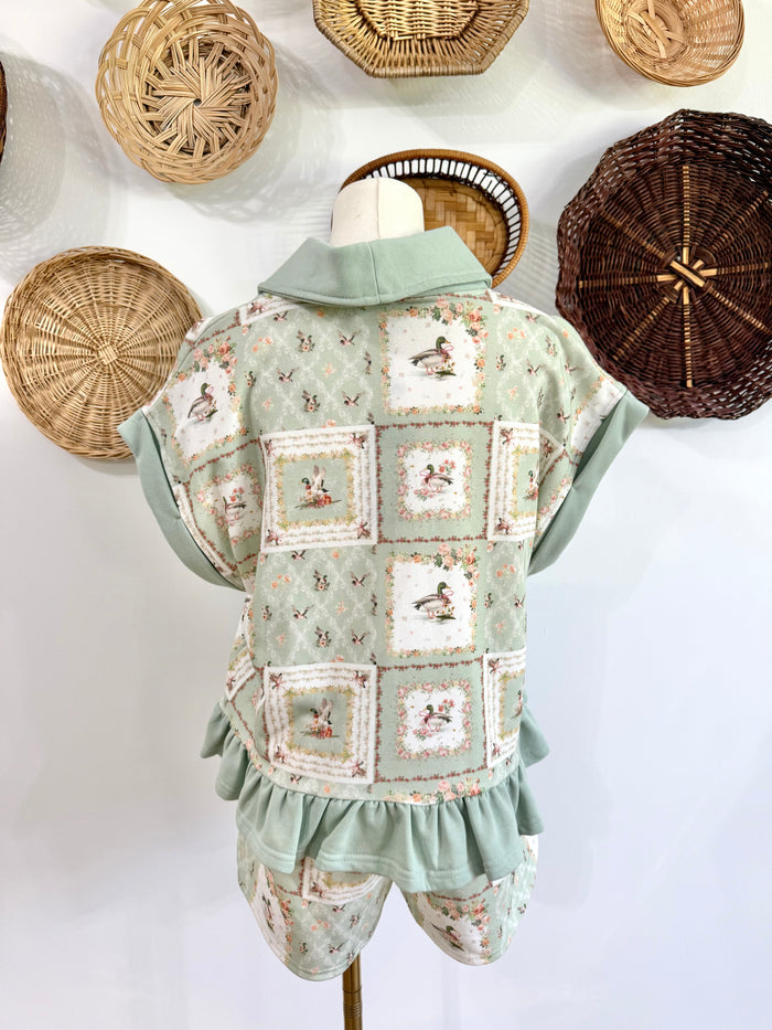 The Drake Mallard Duck Patchwork Print Lounge Set in Green