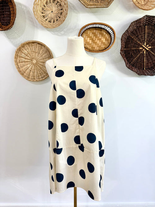 The Skylar Polka Dot Dress in Navy & Ivory