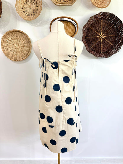 The Skylar Polka Dot Dress in Navy & Ivory