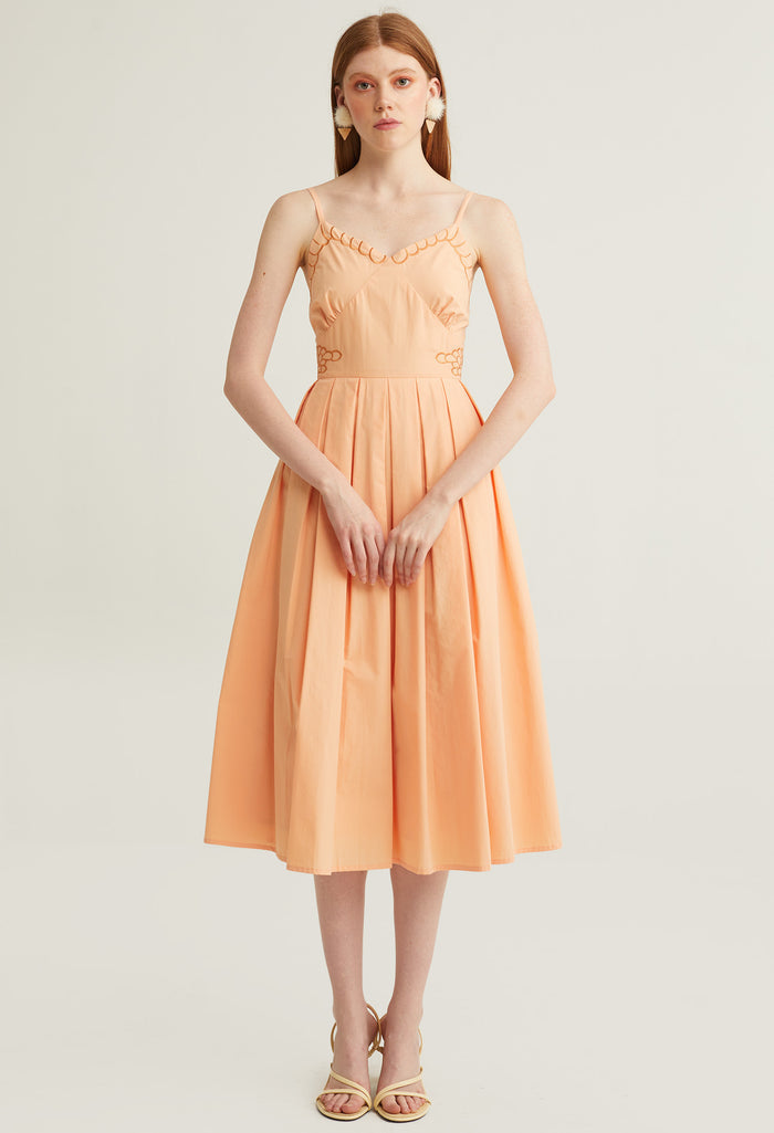 Thin Strap Pleated Midi Dress