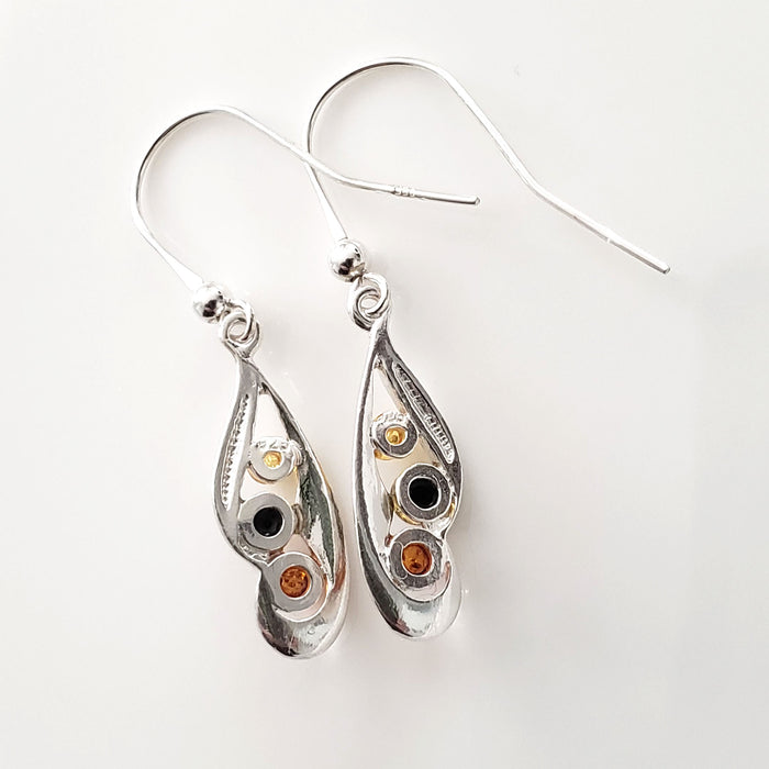 multicolor amber silver earrings