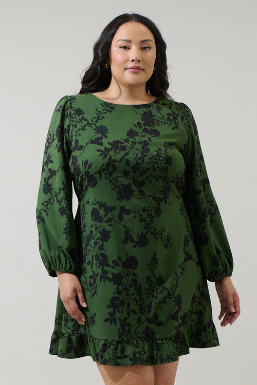 Tindrie Floral Ruffle Flounce Mini Dress Curve