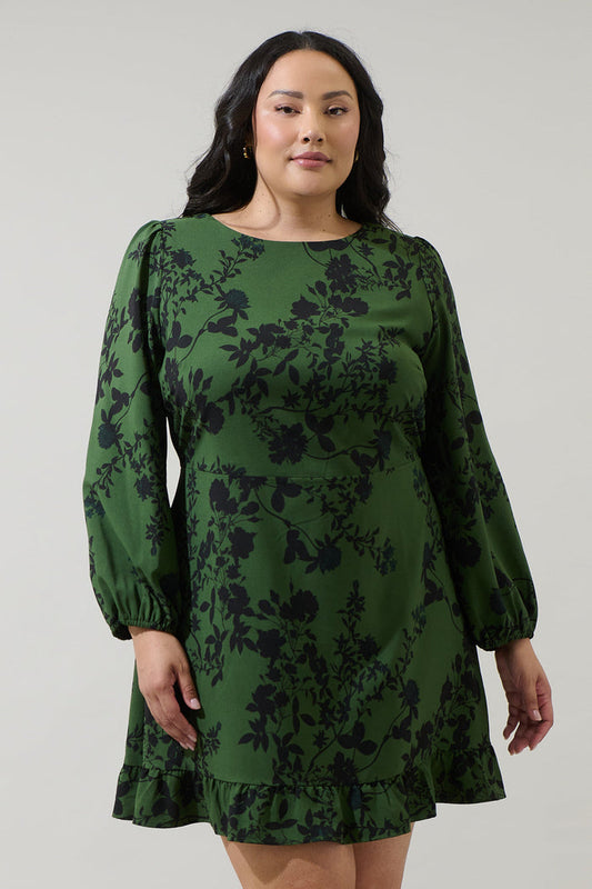 Tindrie Floral Ruffle Flounce Mini Dress Curve