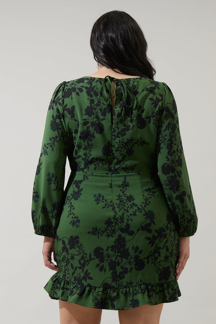 Tindrie Floral Ruffle Flounce Mini Dress Curve