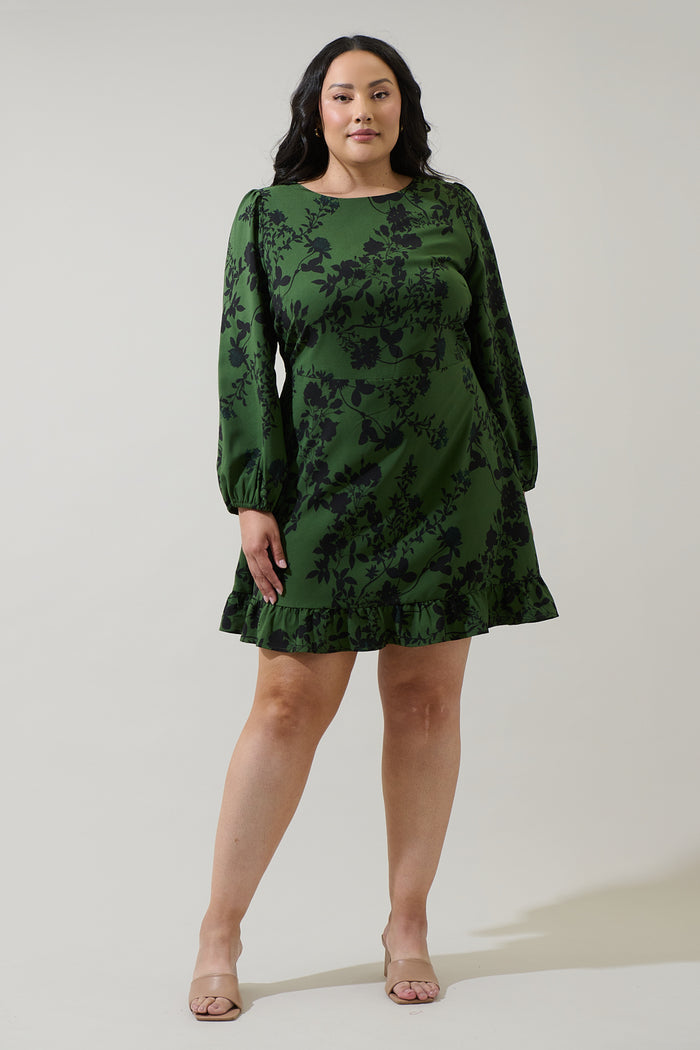 Tindrie Floral Ruffle Flounce Mini Dress Curve