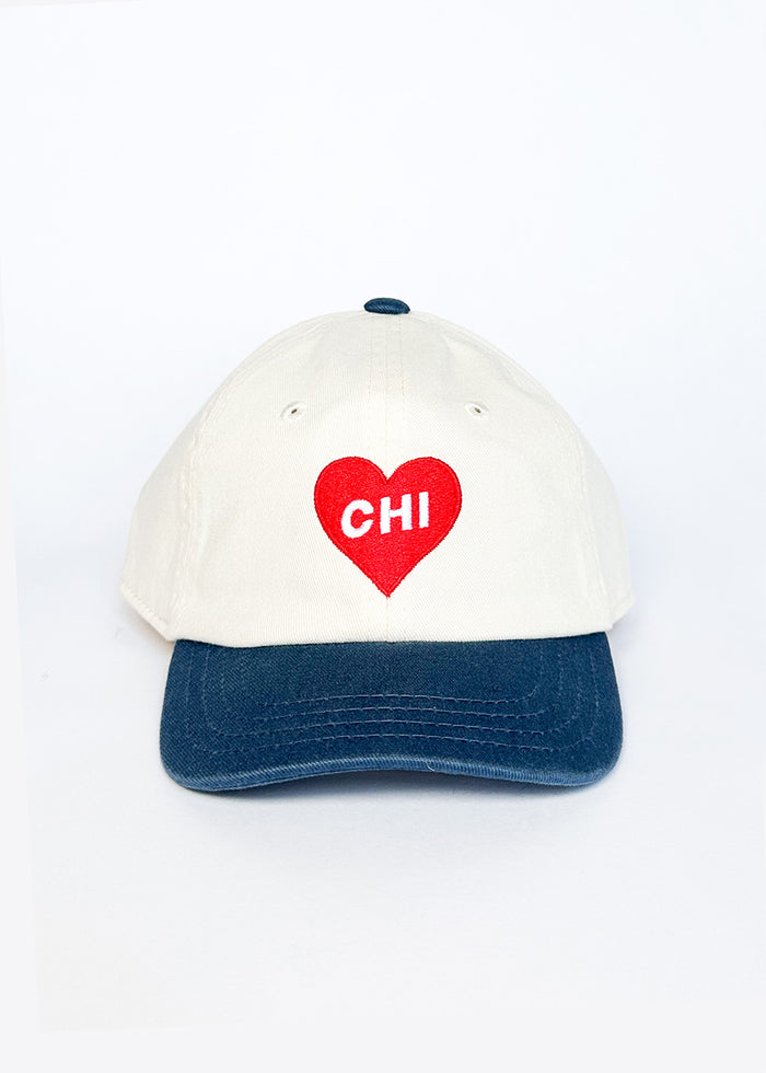 Toddler Chi Heart Icon Hat - Ivory & Breaker Blue