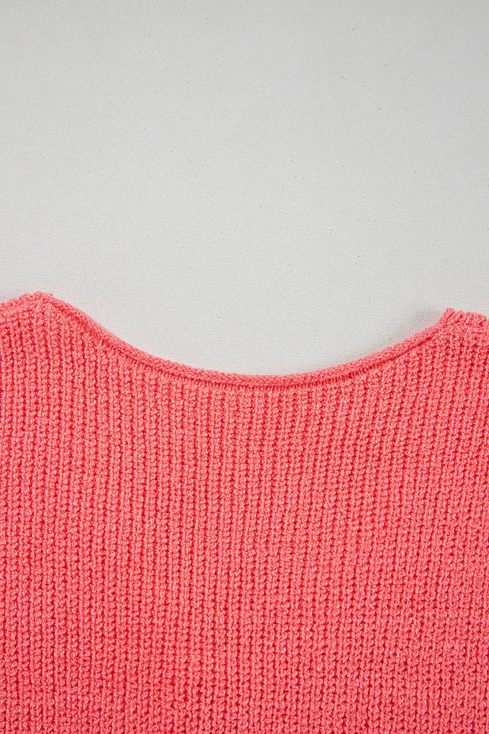 Tomato Red Lace-up Front V Neck Sweater Vest - Sweaters & Cardigans/Sweater Vests