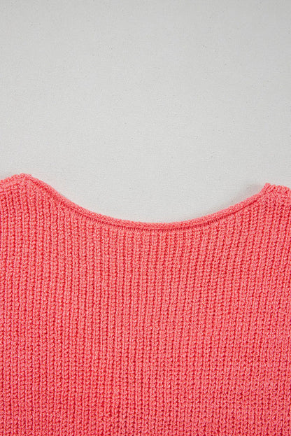 Tomato Red Lace-up Front V Neck Sweater Vest - Sweaters & Cardigans/Sweater Vests