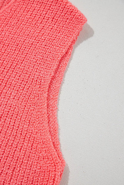 Tomato Red Lace-up Front V Neck Sweater Vest - Sweaters & Cardigans/Sweater Vests