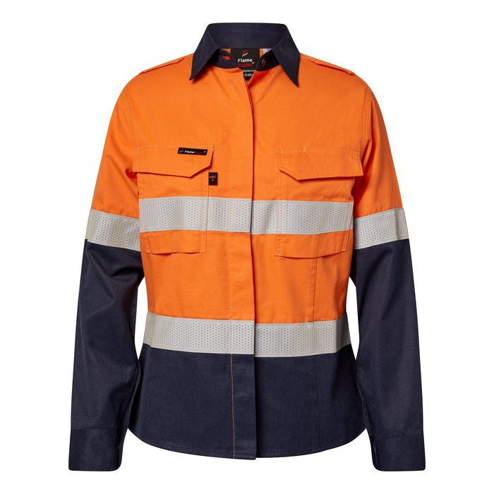 Torrent HRC2 Ladies Hi Vis Two Tone Open Front Shirt With Gusset Sleeves And Fr Reflective Tape