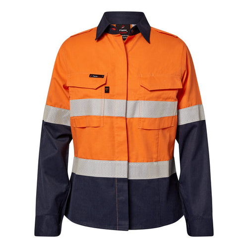 Torrent HRC2 Ladies Hi Vis Two Tone Open Front Shirt With Gusset Sleeves And Fr Reflective Tape