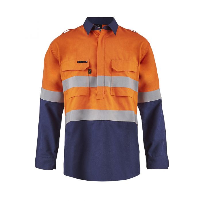 Torrent HRC2 Mens Hi Vis Two Tone Close Front Shirt With Gusset Sleeves And Fr Reflective Tape