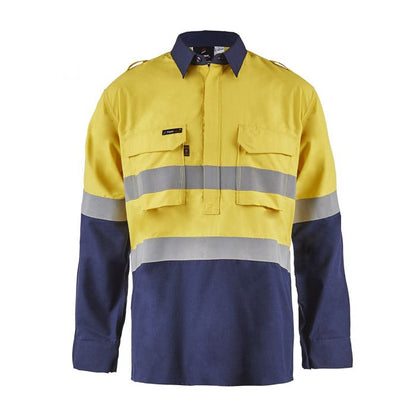Torrent HRC2 Mens Hi Vis Two Tone Close Front Shirt With Gusset Sleeves And Fr Reflective Tape